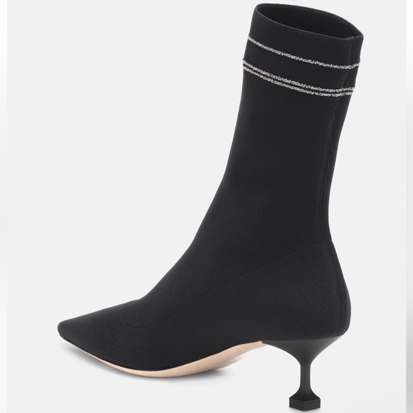 Miu Miu Black Sock Boots Pointed Toe Bootie Black Nero Cromo 37 / 7 - Picture 12 of 13